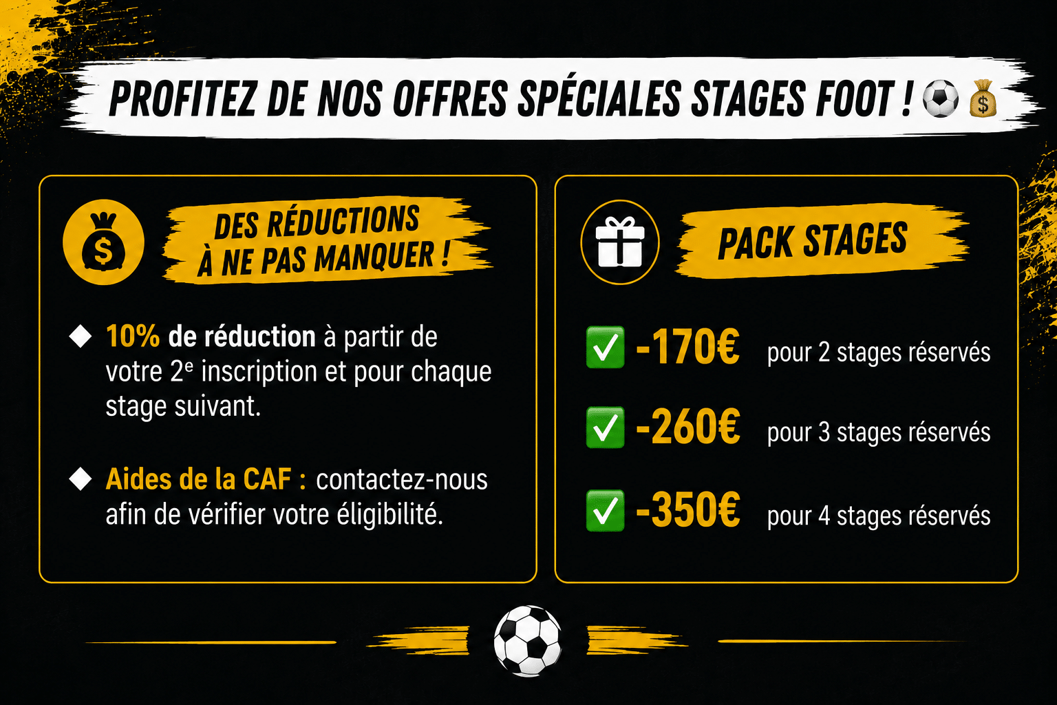 nos avantages stages de football
